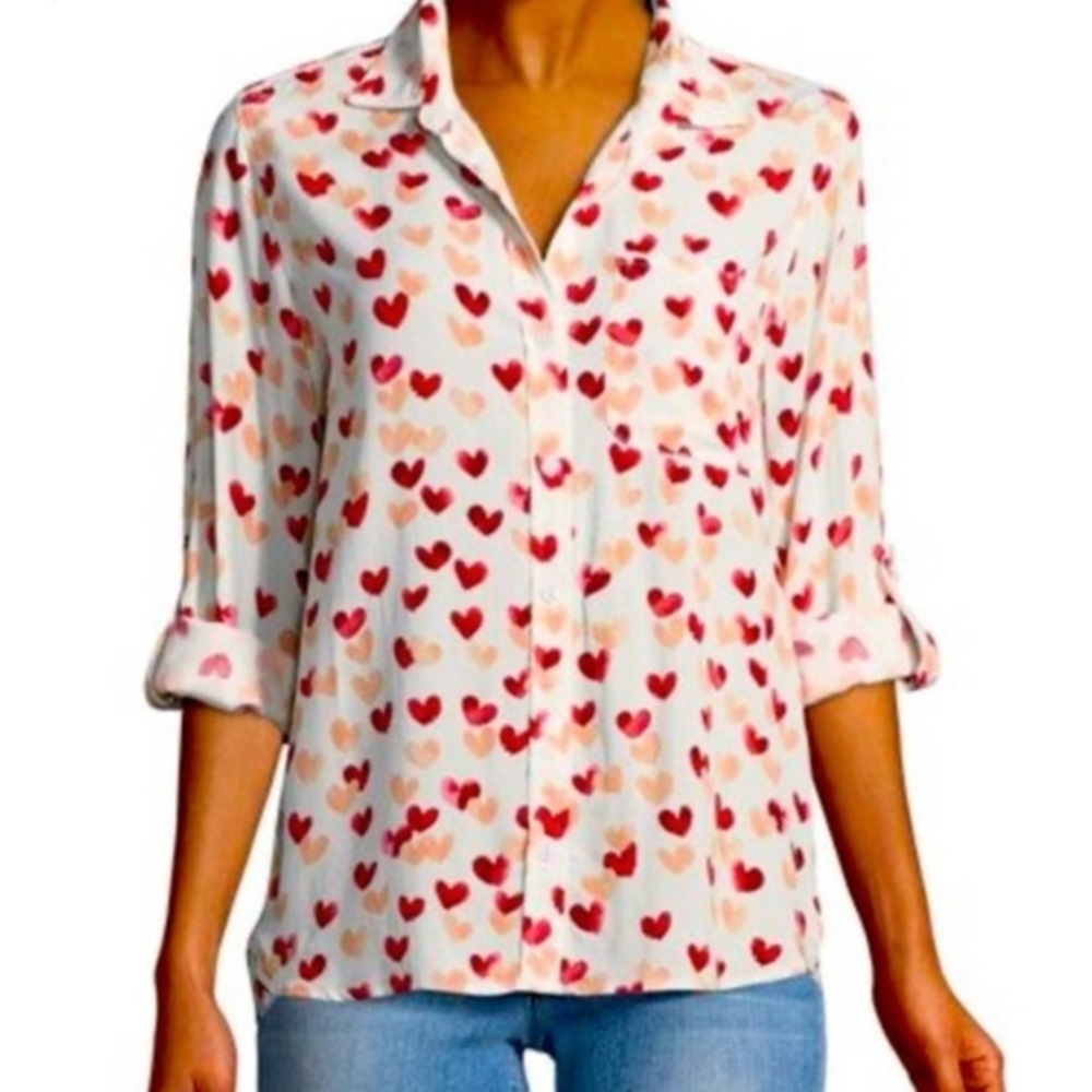 Velvet Heart Pink and Red Heart Blouse